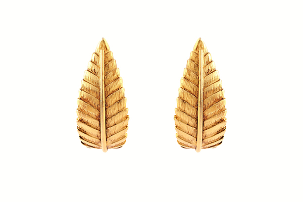 Gold Earrings Leaf Design
